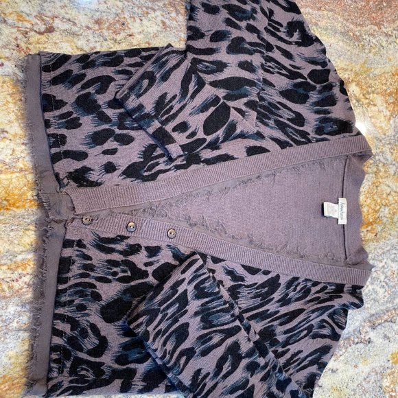 Vintage Neiman Marcus Cheetah Rough Hem Cardigan - Picture 3 of 7